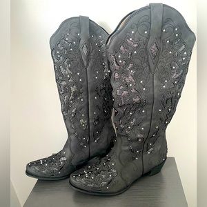 Black Cowboy/Cowgirl Boots NEW in bag